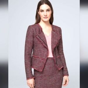 NWT White House Black Market Blazer Red Tweed Jacket